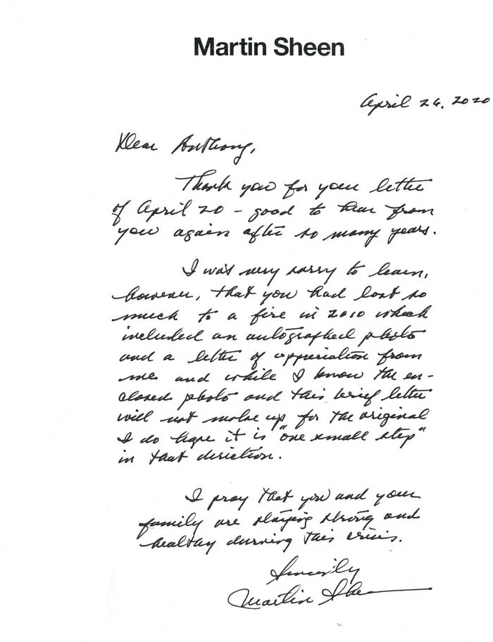Martin Sheen Letter